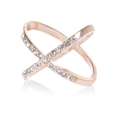 Rose gold tone entwined diamant&#233; ring